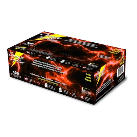 Atlantic Safety Products Orange Lightning Large Orange Nitrile Gloves BLGOR-L